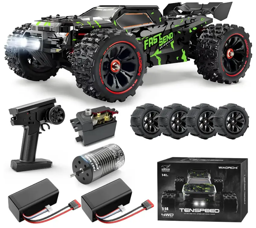WIAORCHI 1/14 Tenspeed Brushless RC Truggy, 4WD Up to 80 km/h on 3S